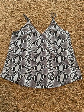 SHEIN Black & White Snake Print V-Neck Camisole